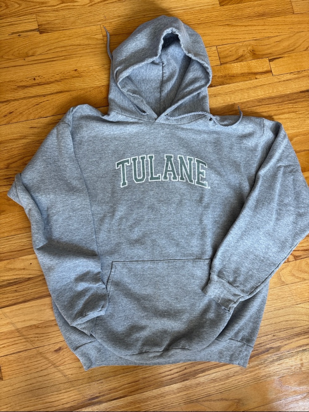 Tulane University Heather Gray Hoodie with Green Lettering